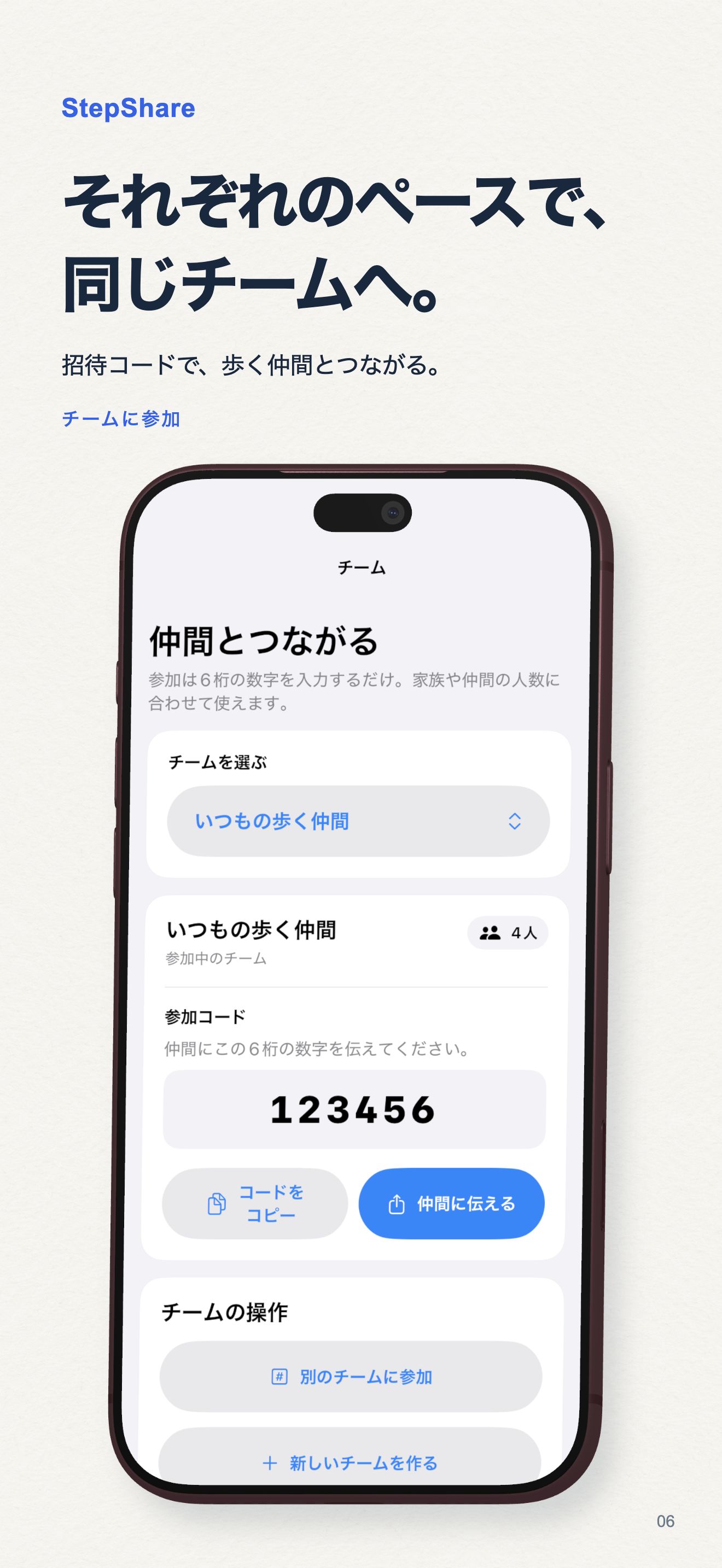 6桁のコードで参加の実際のiPhone画面